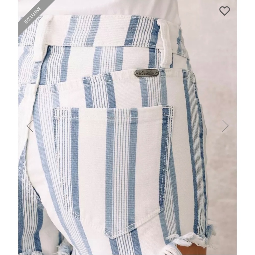 NWT - KanCan High Rise Striped Denim Stretch Short - Blue & White - Size… - Picture 6 of 7